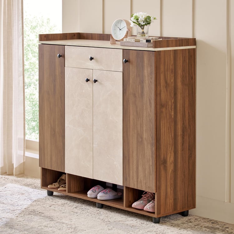 Addison 22 Pair Shoe Cabinet with Drawer - Walnut