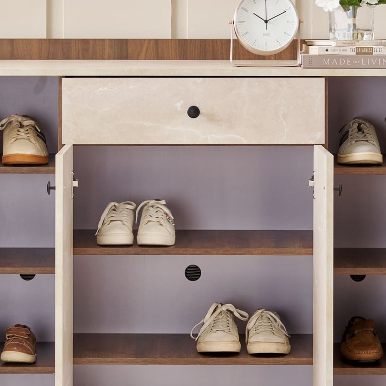 Addison 22 Pair Shoe Cabinet with Drawer - Walnut