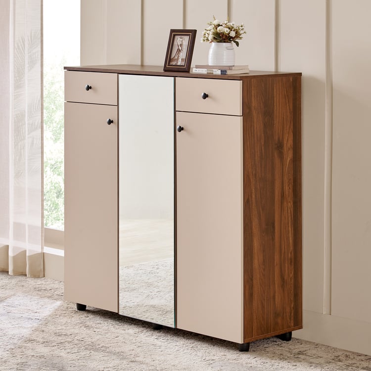 Addison 22 Pair Shoe Cabinet with Drawers - Walnut