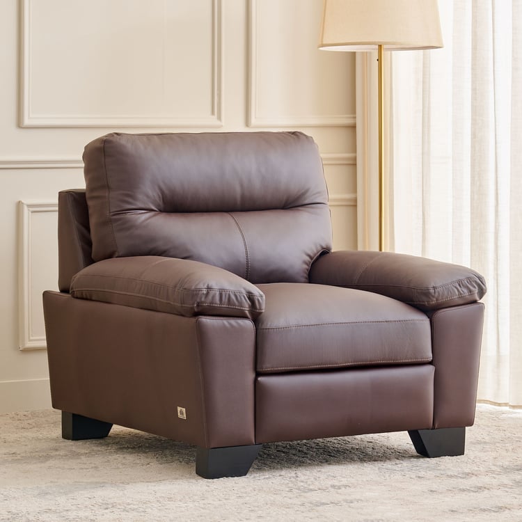 Winchester NXT Half Leather 1-Seater Sofa - Brown