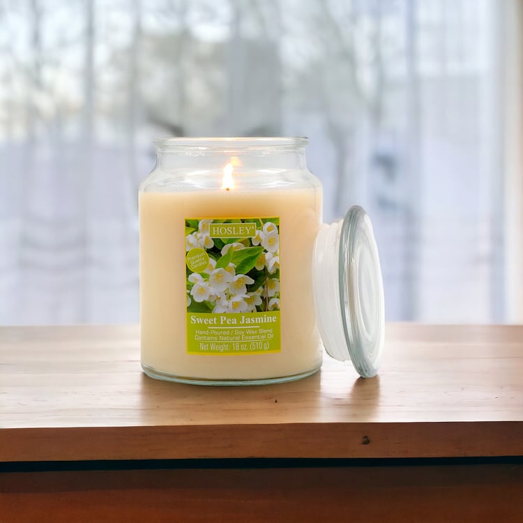 HOSLEY Sweet Pea Jasmine Scented Jar Candle