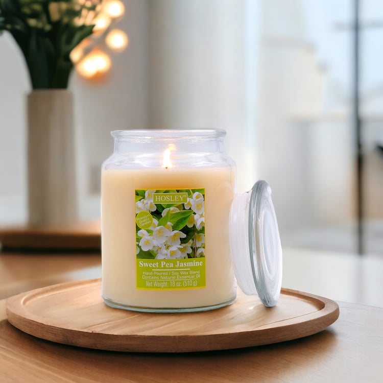 HOSLEY Sweet Pea Jasmine Scented Jar Candle