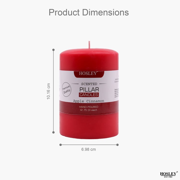 HOSLEY Apple Cinnamon Scented Red Pillar Candle