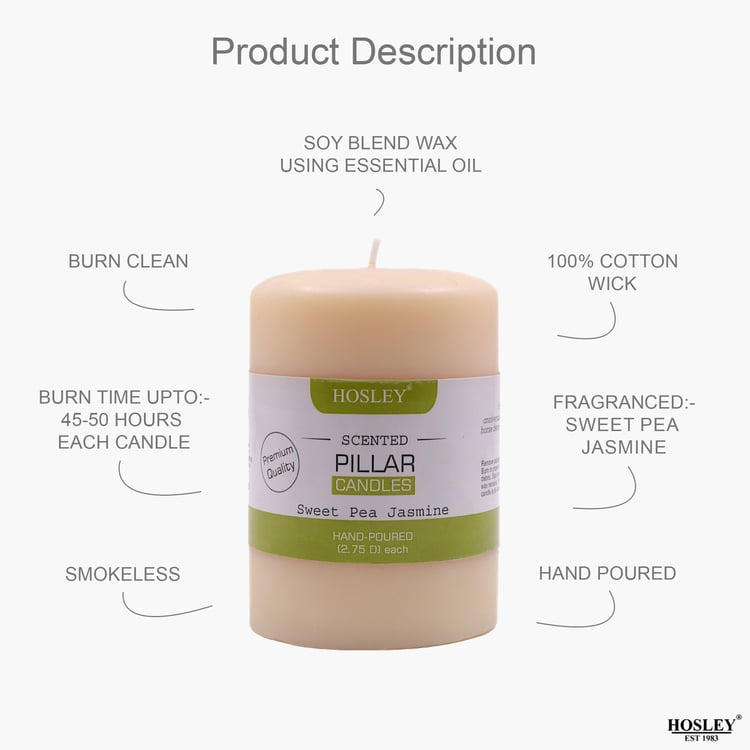 HOSLEY Sweet Pea Jasmine Scented Pillar Candle