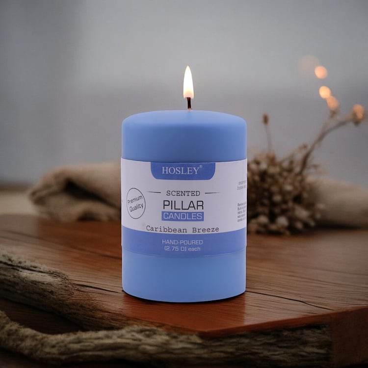 HOSLEY Caribbean Breeze Scented Pillar Candle