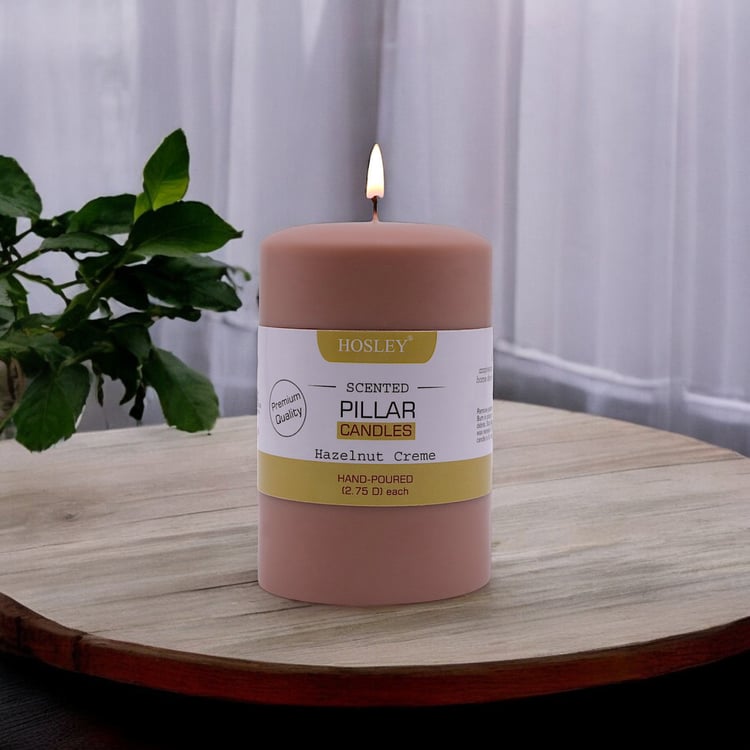 HOSLEY Hazelnut Creme Scented Pillar Candle