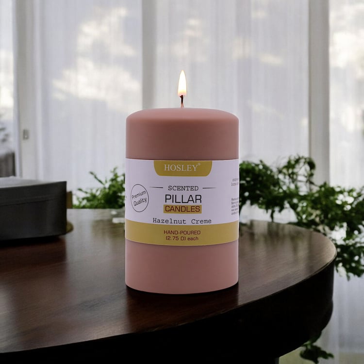 HOSLEY Hazelnut Creme Scented Pillar Candle