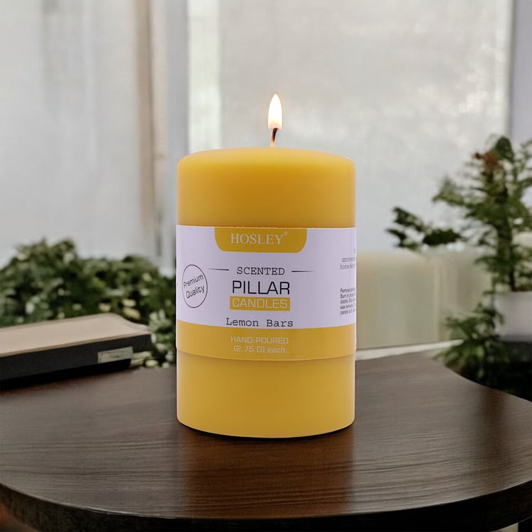 HOSLEY Lemon Bar Scented Pillar Candle