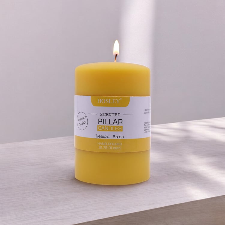 HOSLEY Lemon Bar Scented Pillar Candle