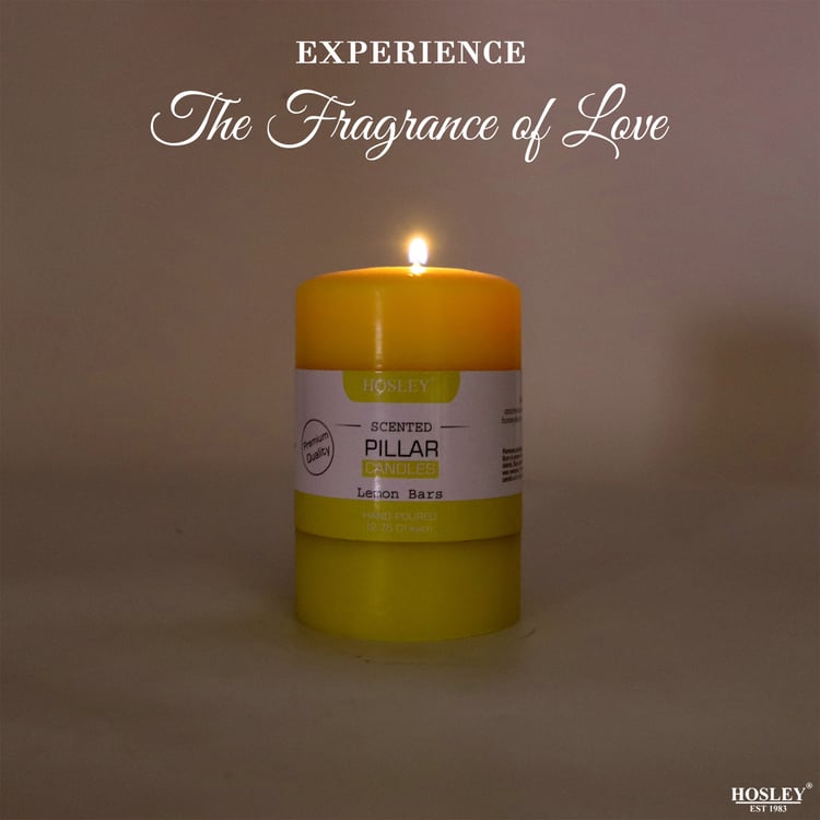 HOSLEY Lemon Bar Scented Pillar Candle