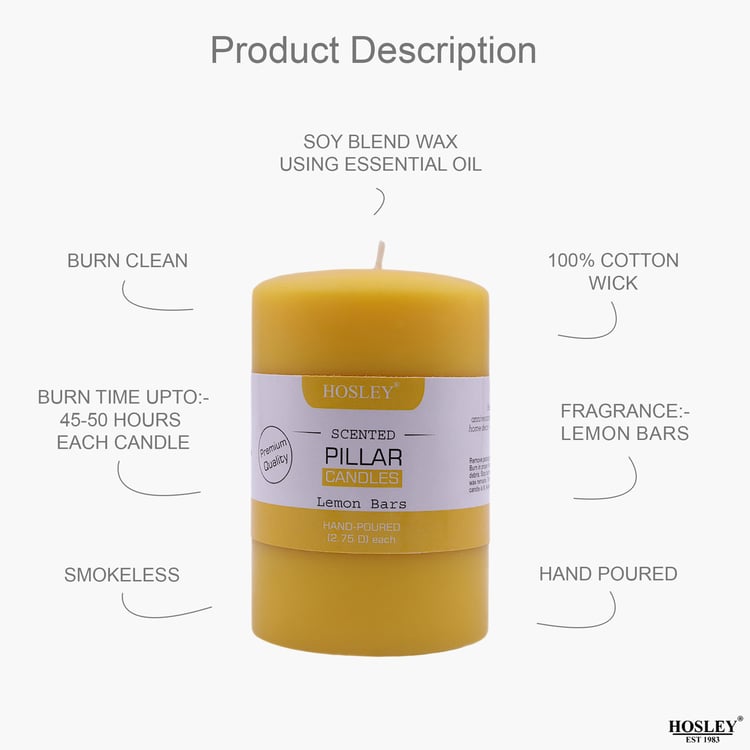HOSLEY Lemon Bar Scented Pillar Candle