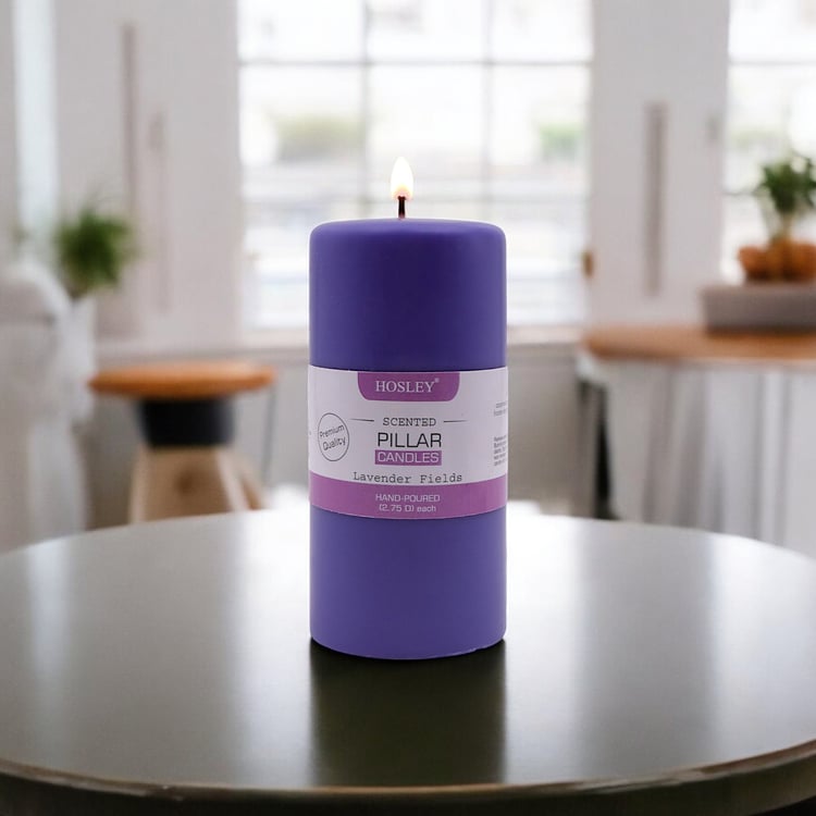 HOSLEY Lavender Fields Scented Pillar Candle