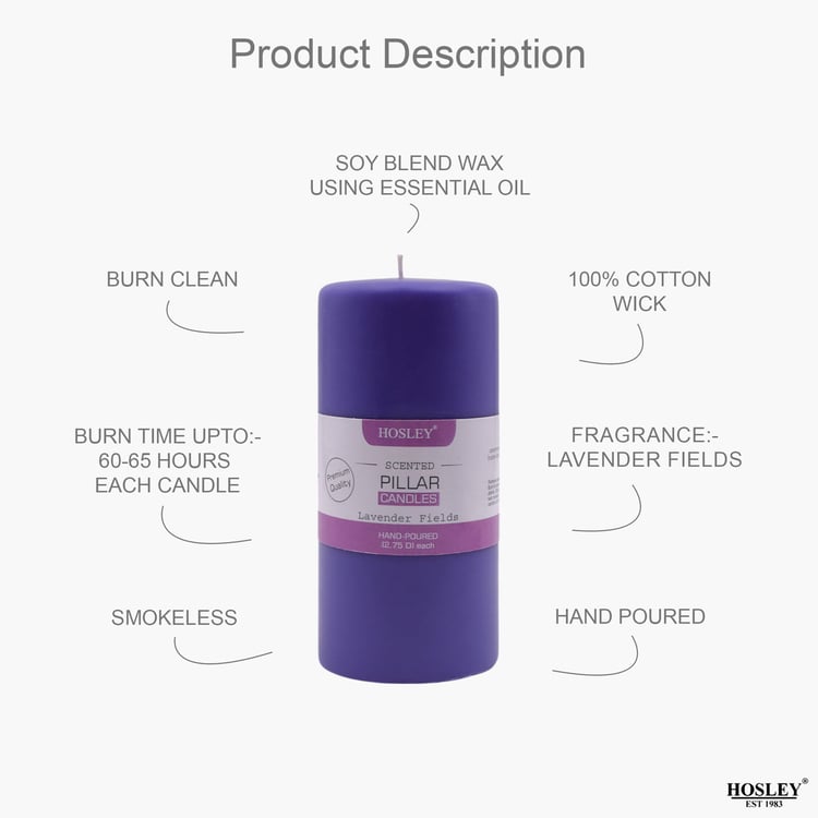 HOSLEY Lavender Fields Scented Pillar Candle