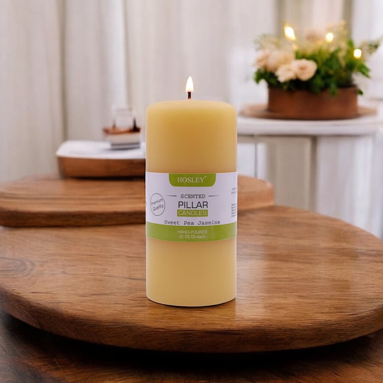 HOSLEY Sweet Pea Jasmine Scented Pillar Candle