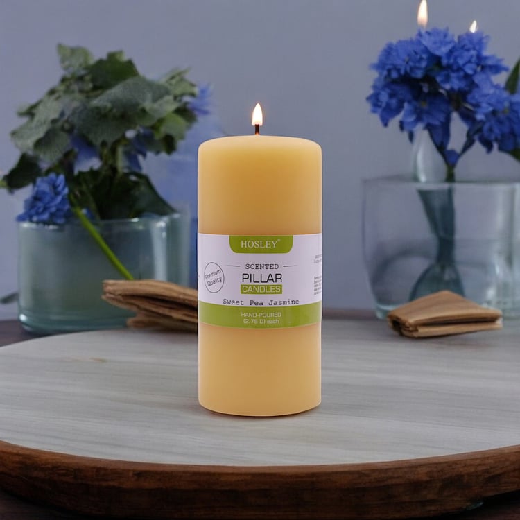 HOSLEY Sweet Pea Jasmine Scented Pillar Candle