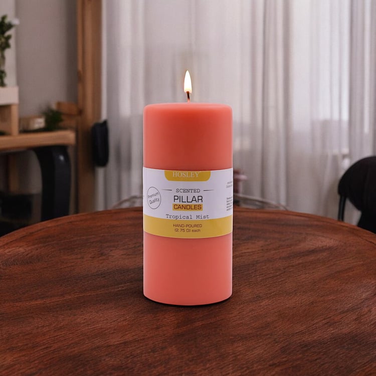 HOSLEY Tropical Mist Scented Pillar Candles