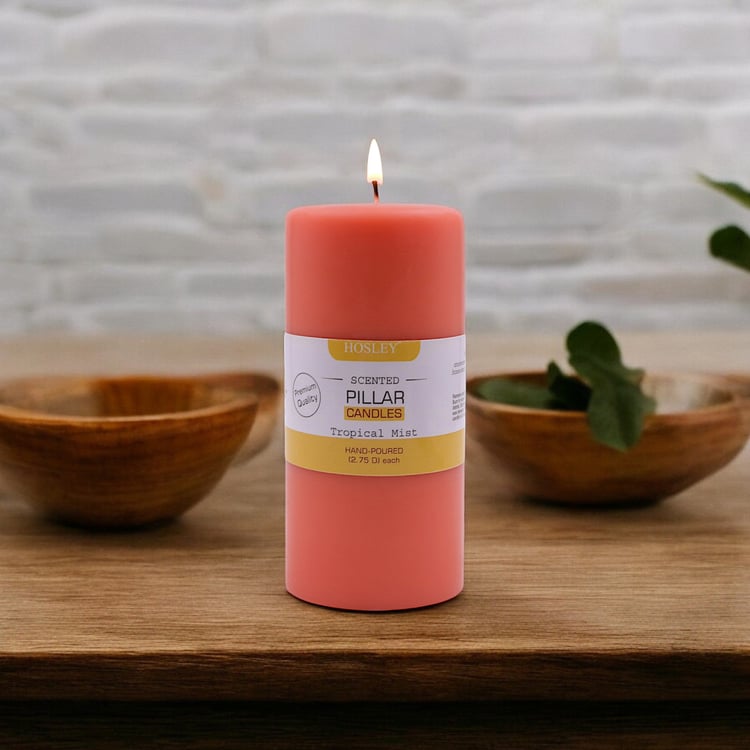 HOSLEY Tropical Mist Scented Pillar Candles