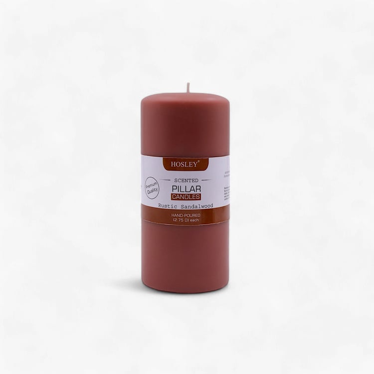 HOSLEY Rustic Sandalwood Scented Pillar Candle