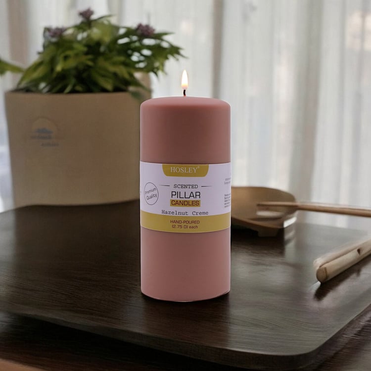 HOSLEY Hazelnut Creme Scented Pillar Candle