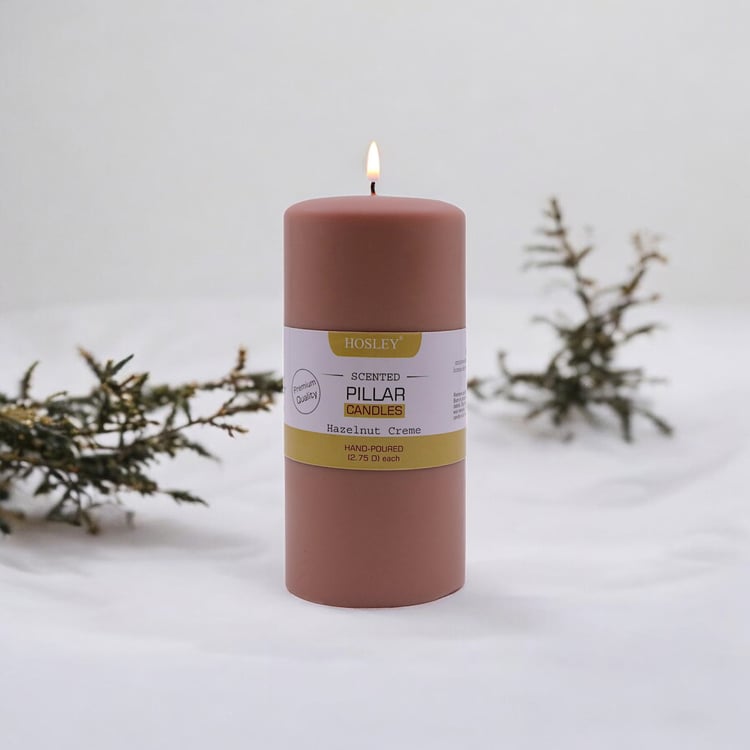 HOSLEY Hazelnut Creme Scented Pillar Candle