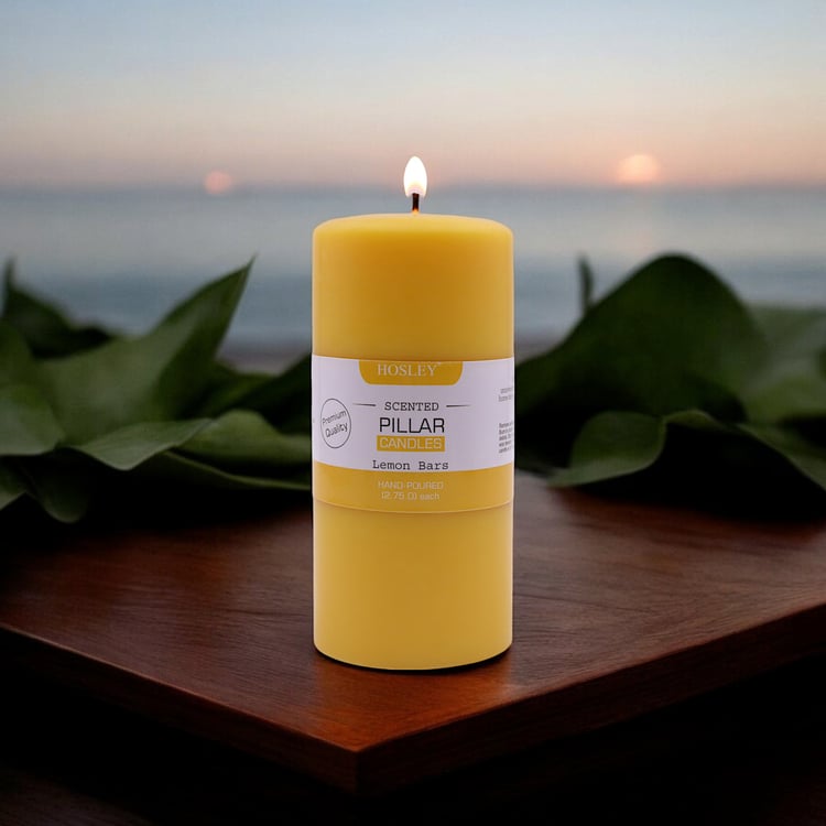 HOSLEY Lemon Bar Scented Pillar Candle