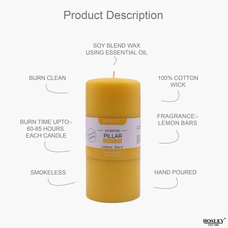 HOSLEY Lemon Bar Scented Pillar Candle