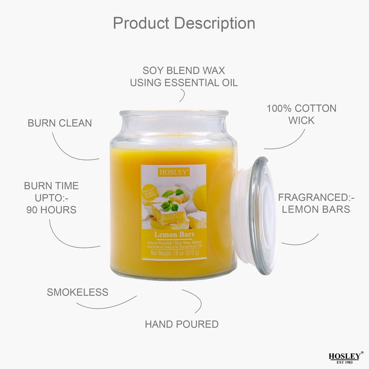 HOSLEY Lemon Bar Scented Jar Candle