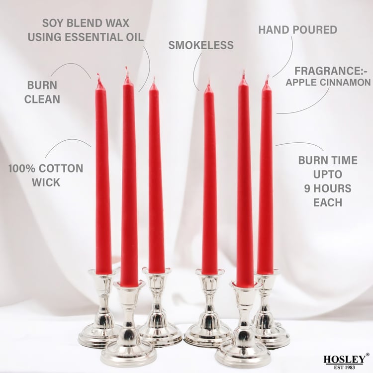 HOSLEY Set of 6 Apple Cinnamon Scented Taper Candles