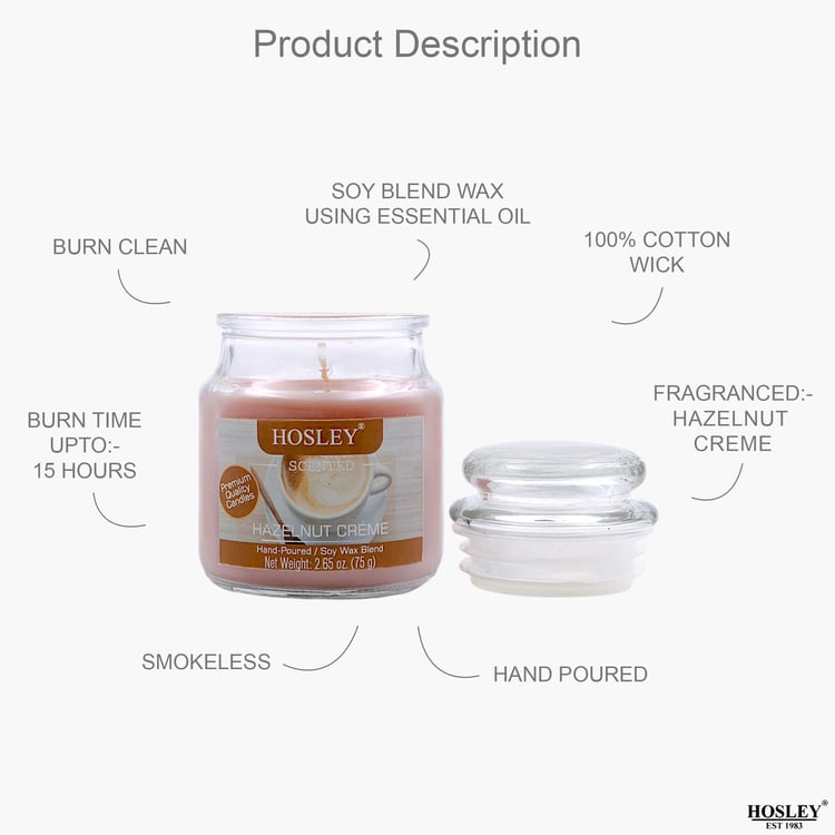 HOSLEY Set of 3 Hazelnut Creme Scented Jar Candles