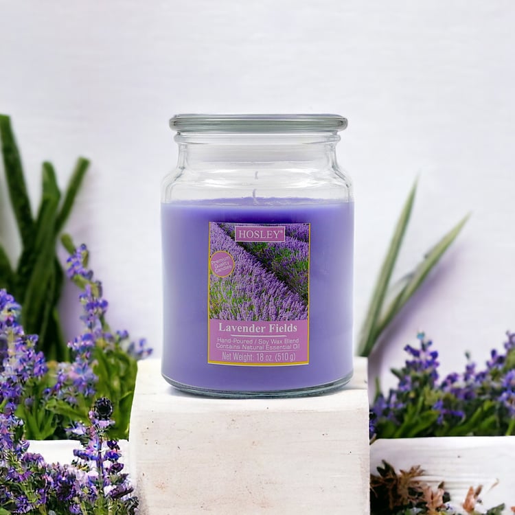 HOSLEY Lavender Fields Scented Jar Candle