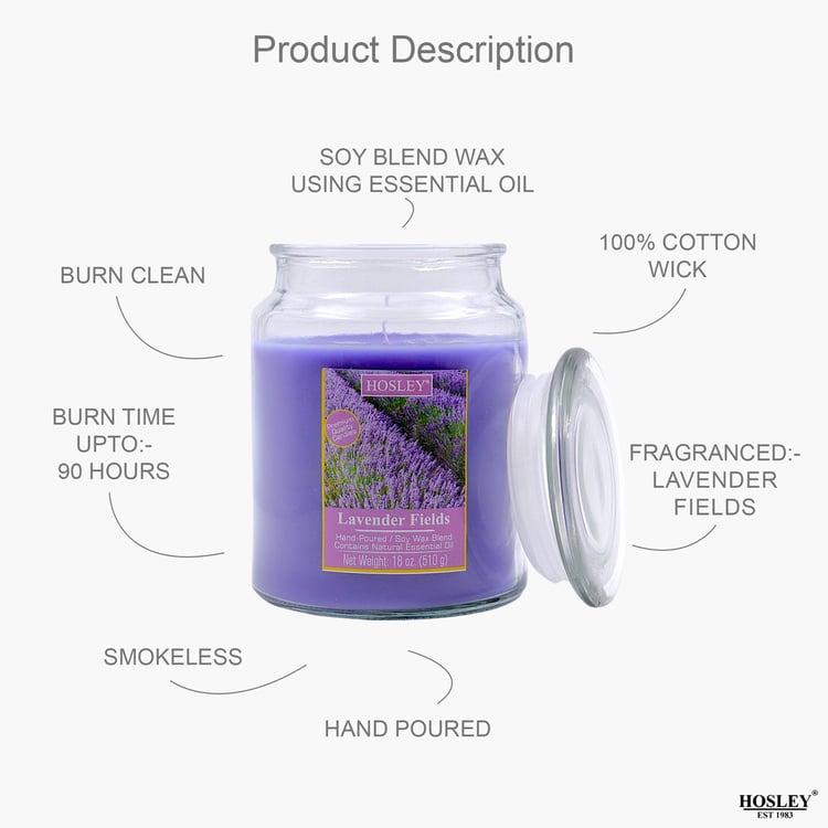 HOSLEY Lavender Fields Scented Jar Candle