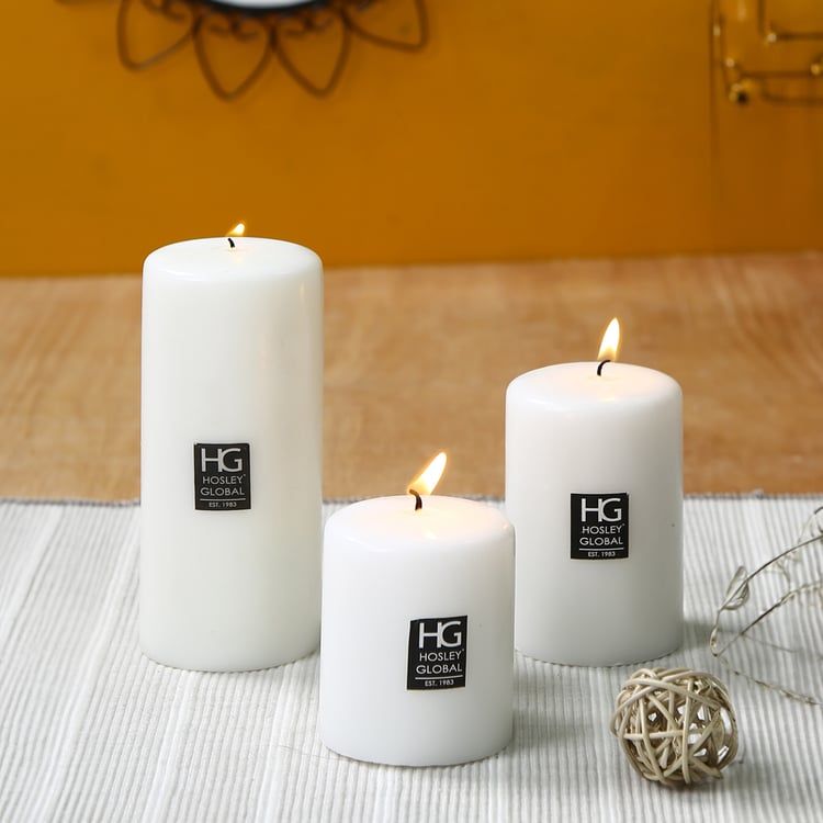 HOSLEY Set of 3 Unscented Pillar Candles