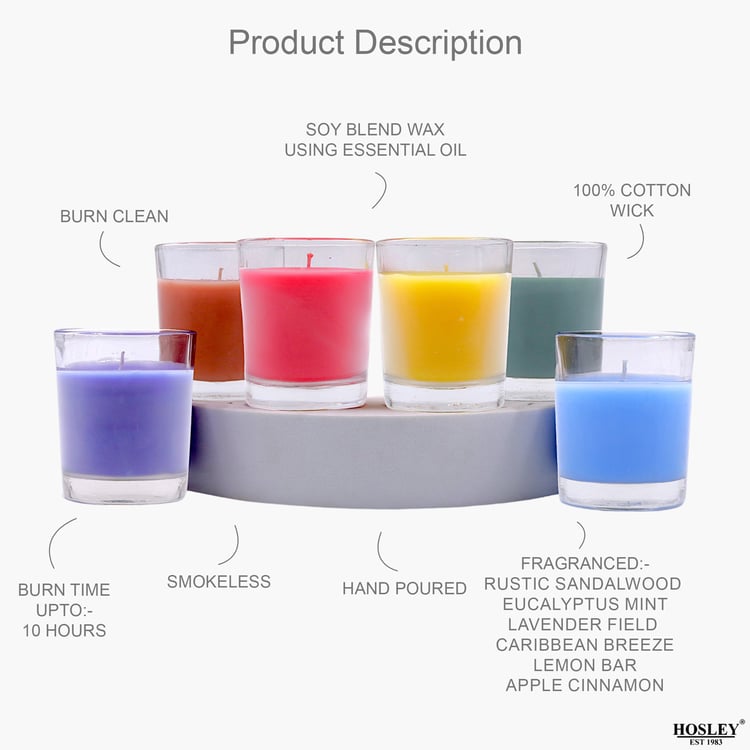 HOSLEY Set of 6 Multi Scented Votive Candles