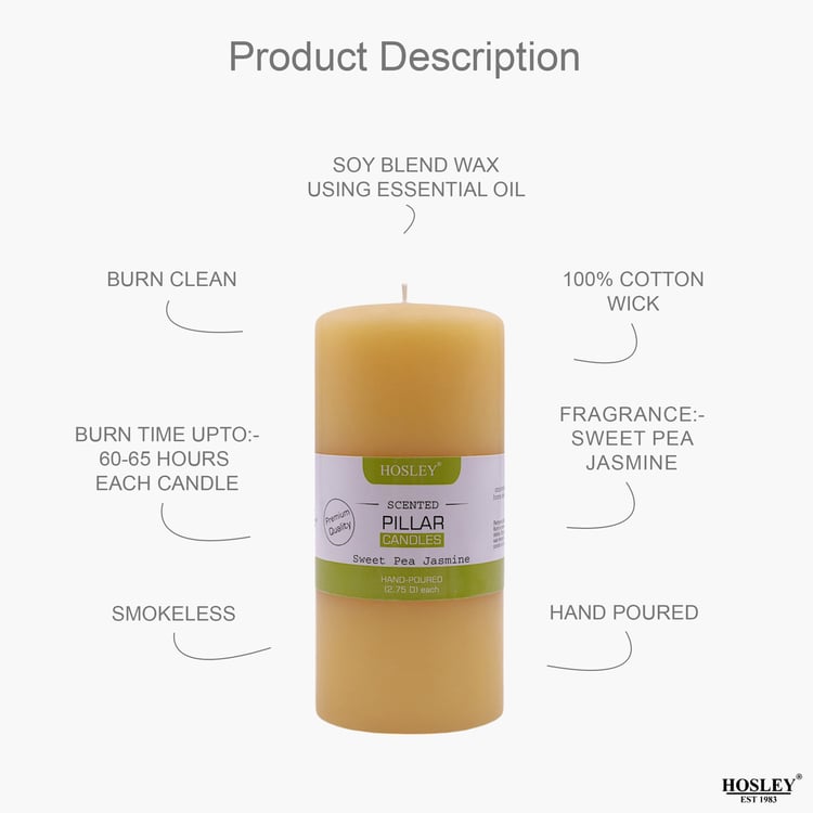 HOSLEY Set of 2 Sweet Pea Jasmine Scented Pillar Candles
