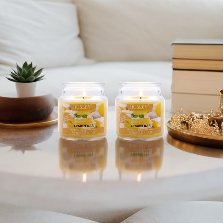 HOSLEY Set of 2 Lemon Bar Scented Jar Candles