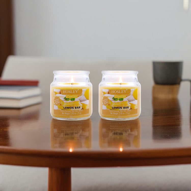 HOSLEY Set of 2 Lemon Bar Scented Jar Candles