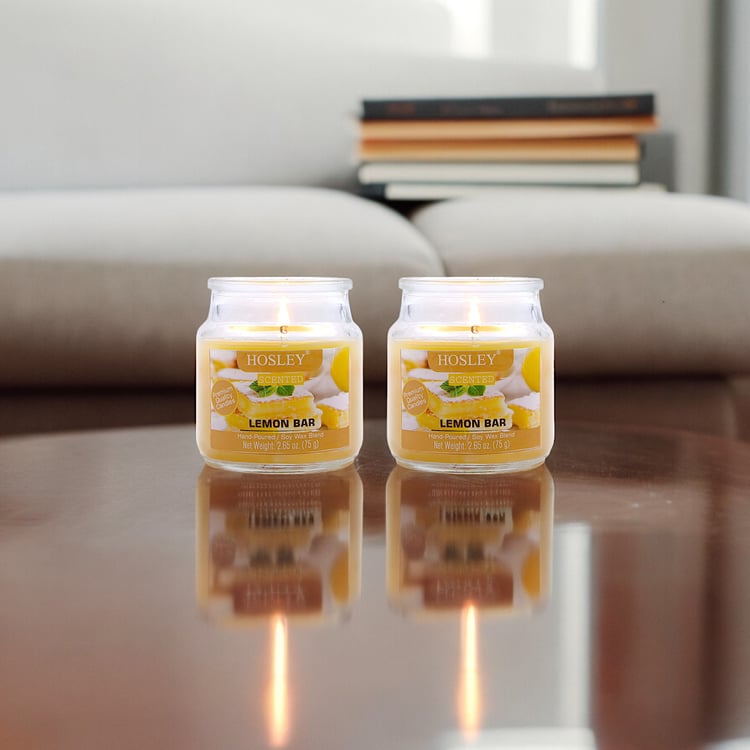 HOSLEY Set of 2 Lemon Bar Scented Jar Candles