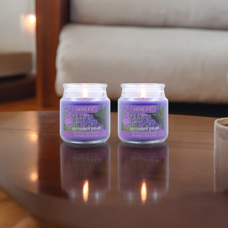 HOSLEY Set of 2 Lavender Fields Scented Jar Candles