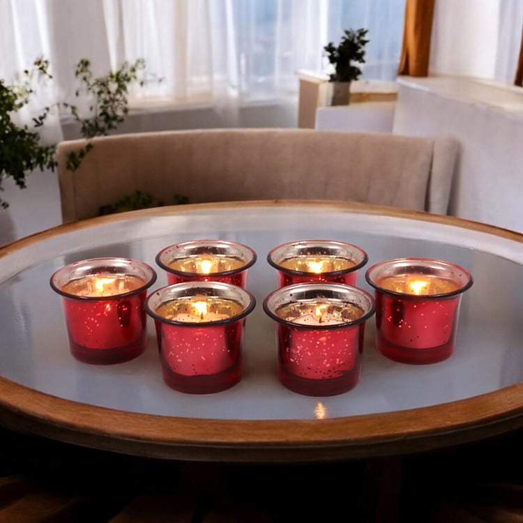 HOSLEY Set of 6 Glass Votive Holders with Candles