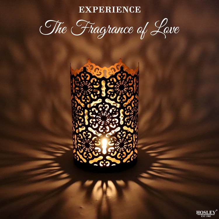 HOSLEY Set of 2 Metal Candle Holder with T-Light Candles