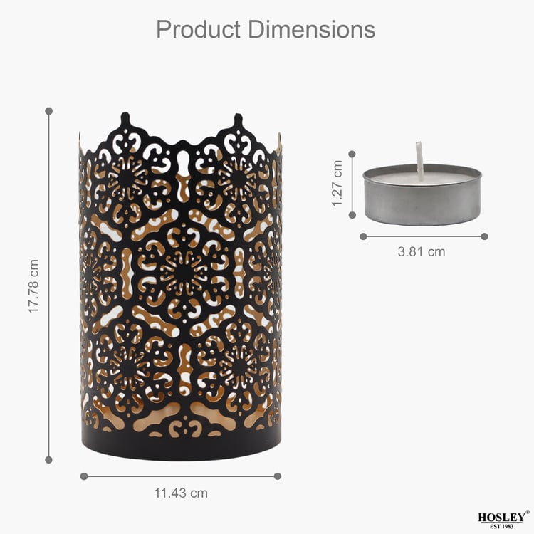 HOSLEY Set of 2 Metal Candle Holder with T-Light Candles