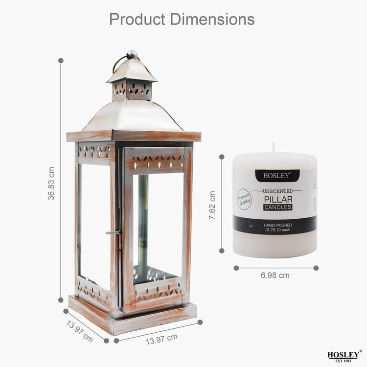 HOSLEY Metal Hanging Lantern with Candle