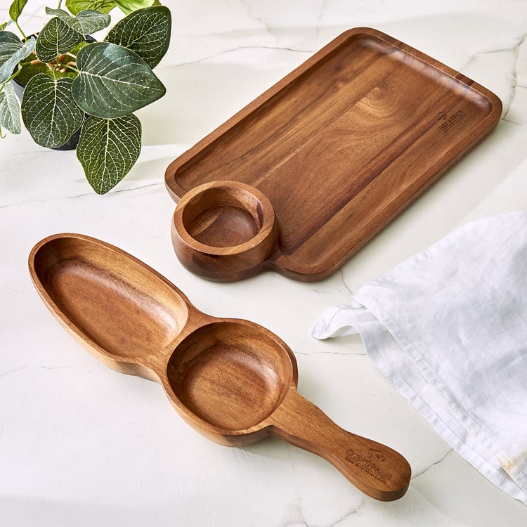 Chef's Pride Marion Acacia Wood Chip and Dip Platter