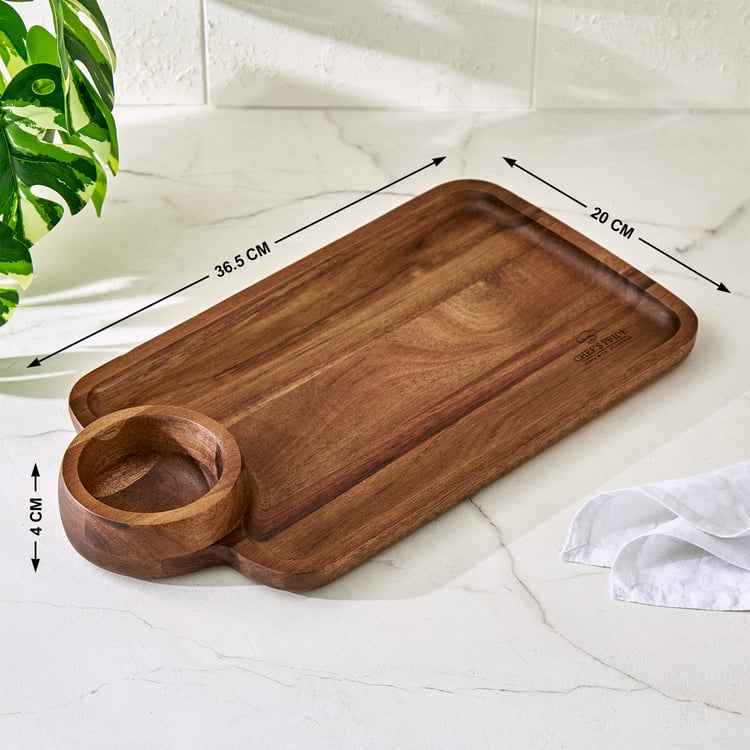 Chef's Pride Marion Acacia Wood Chip and Dip Platter