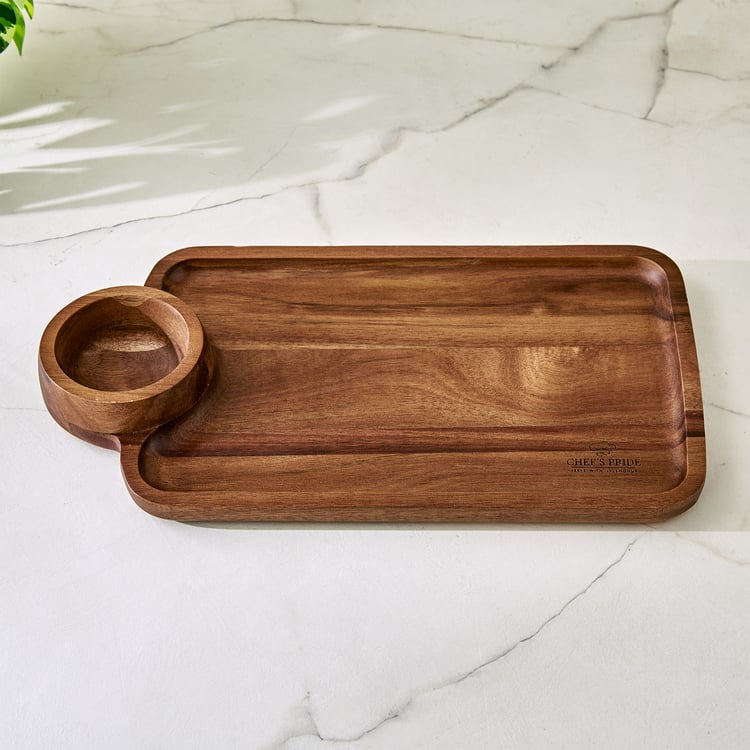 Chef's Pride Marion Acacia Wood Chip and Dip Platter