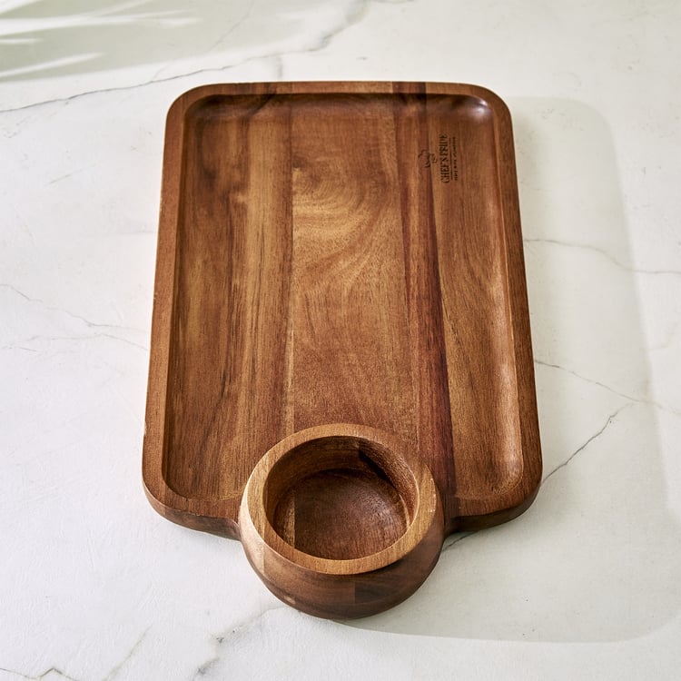 Chef's Pride Marion Acacia Wood Chip and Dip Platter
