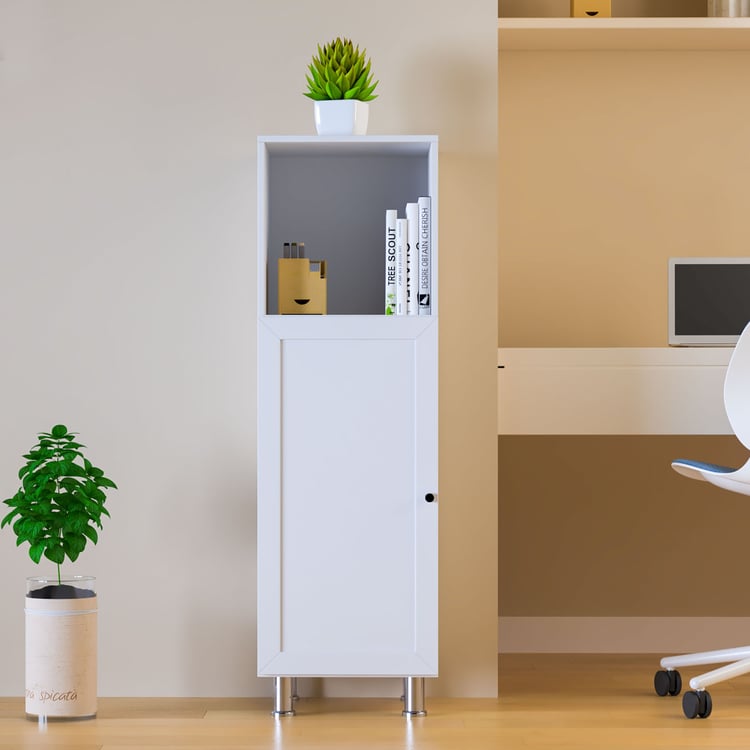 Helios Soho 1-Door Book Cabinet with Legs - White