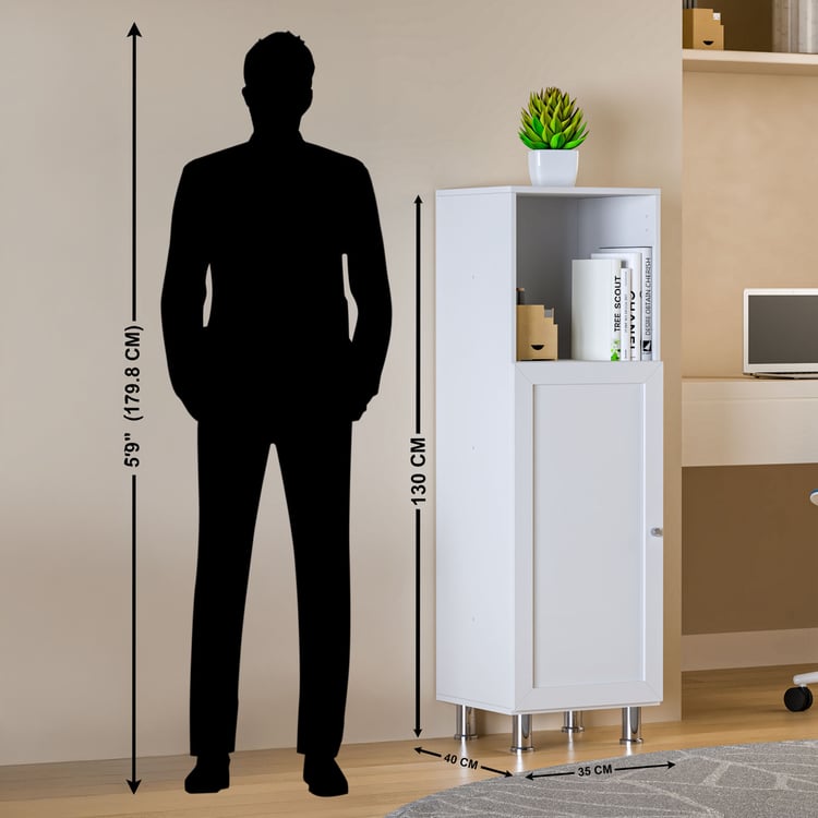 Helios Soho 1-Door Book Cabinet with Legs - White