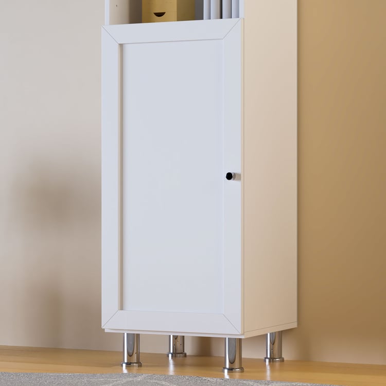 Helios Soho 1-Door Book Cabinet with Legs - White