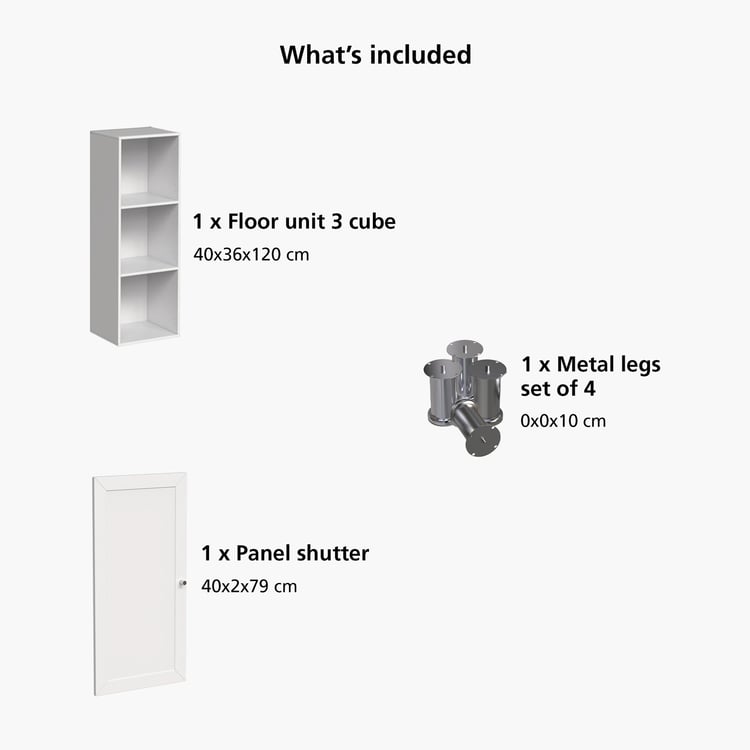 Helios Soho 1-Door Book Cabinet with Legs - White